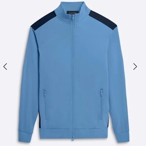 Bugatchi Sky Blue and Navy Full Zip Mock Neck Track Jacket Medium